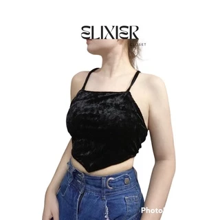 Áo yếm nhung croptop cột dây sexy