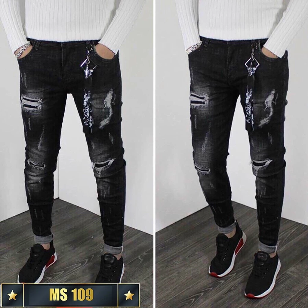 Quần jean nam co giãn, quần bò nam rách nhiều màu thời trang Bi shop ms97