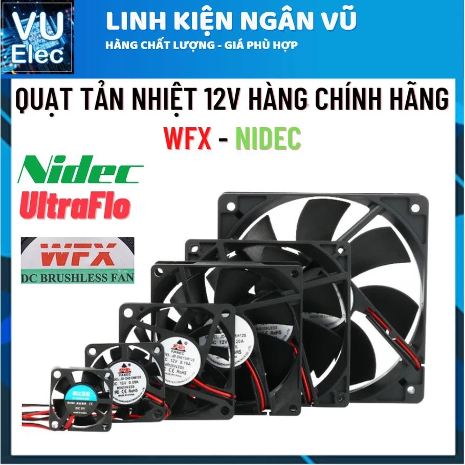 [Có Hóa Đơn] Quạt Tản Nhiệt 12V 4x4, 6x6, 8x8, 12x12CM, Quạt làm mát 12V đủ loại