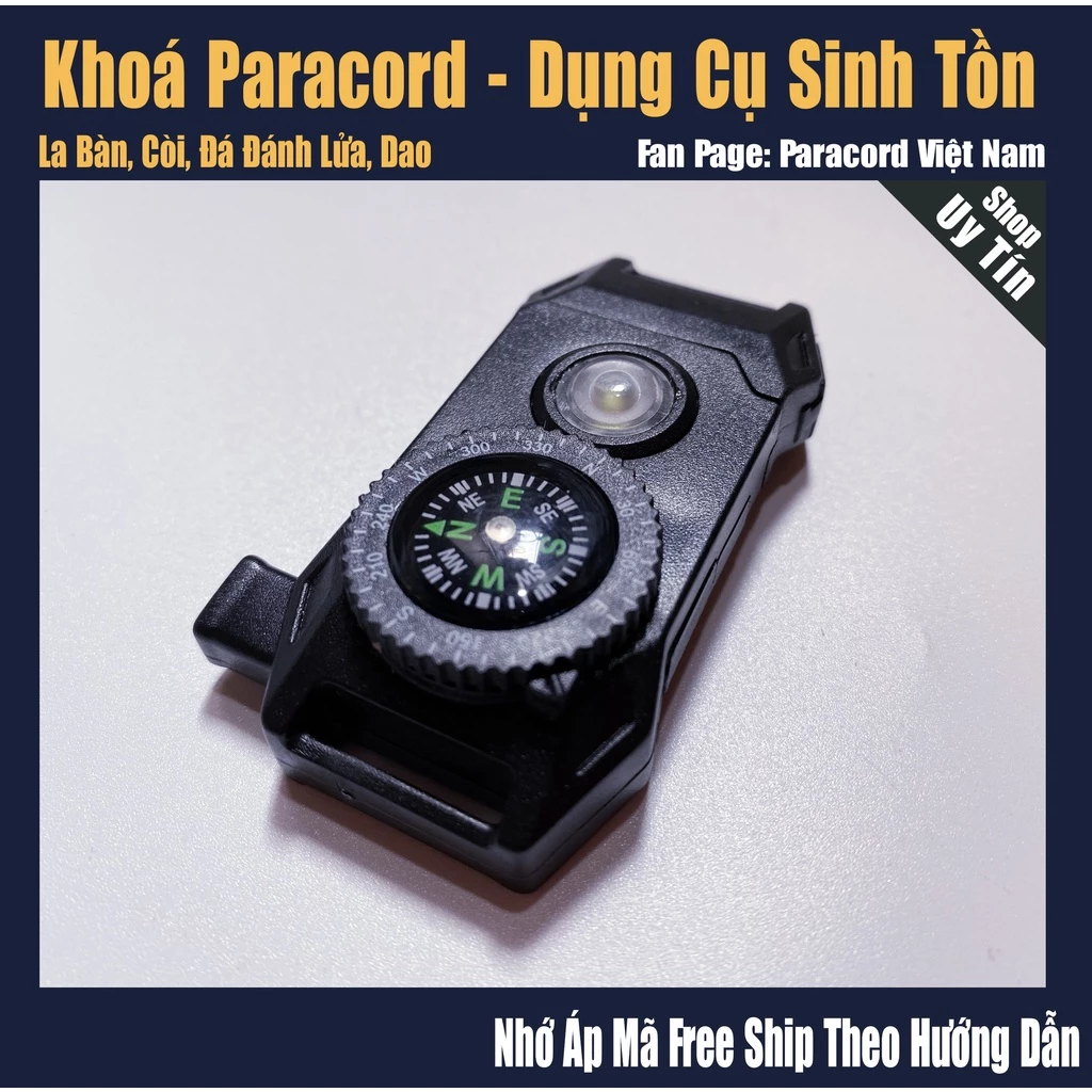 Khóa Paracord đèn led la bàn làm vòng tay sinh tồn