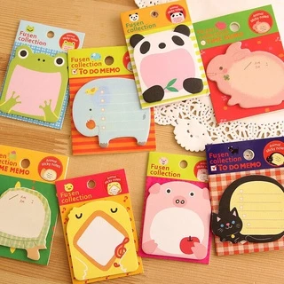 Giấy note cute, giấy ghi chú cho học sinh và văn phòng, sticker Fusen collection hình động vật dễ thương