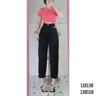 Set baggy jeans đen + croptop petter phối viền♻️