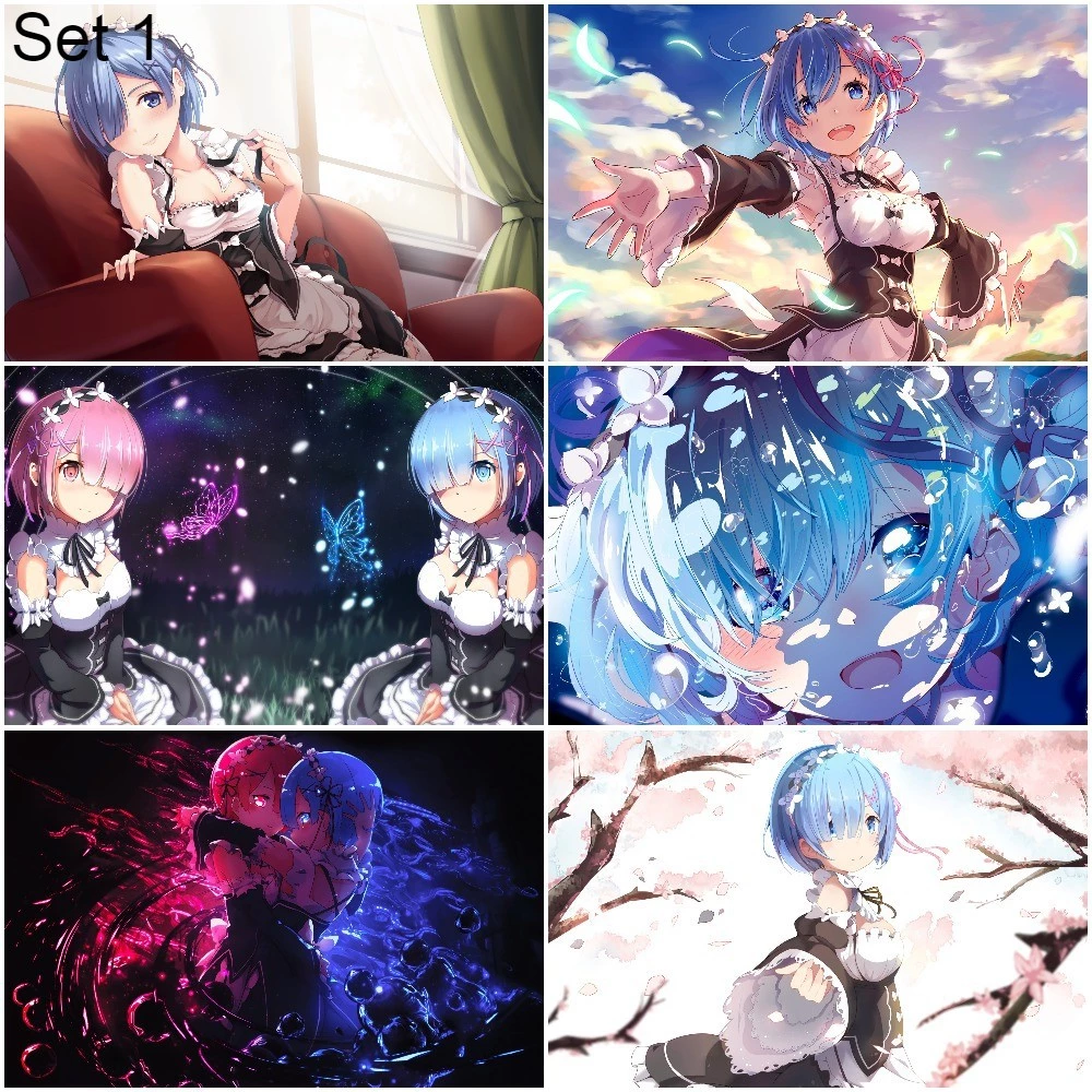 Bộ 6 Poster anime Re:Zero − Bắt đầu lại ở thế giới khác (1) (bóc dán) - A3,A4,A5