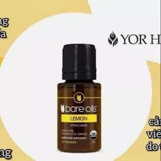 Tinh dầu chanh hữu cơ 10ml ( Lemon organic USDA- Bare Oils Yorhealth)