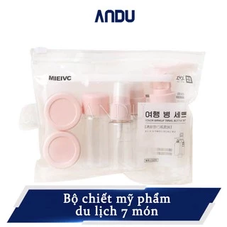 Bộ Chiết Mỹ Phẩm 7 Món, Lọ Chiết Trong Suốt Mang Theo Du Lịch Siêu Gọn Gàng, Tiện Lợi