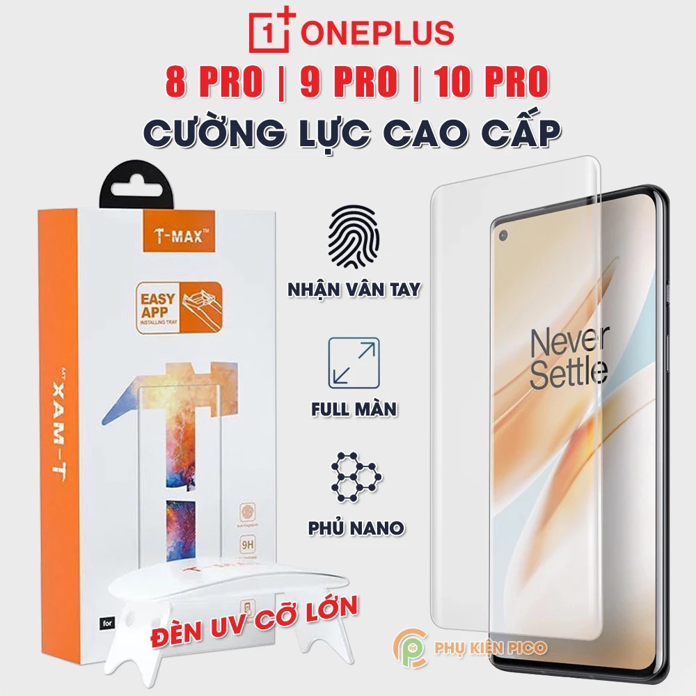Kính cường lực Oneplus 8 / Oneplus 10 Pro / Oneplus 11 full màn hình đèn UV cỡ lớn T-Max - Dán màn hình Oneplus 8