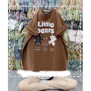 [ Rẻ vô địch ] Áo thun cotton tay lỡ dáng rộng unisex - Little bear