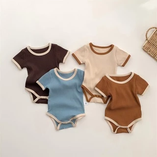 Áo Liền Quần Tay Ngắn Chất Liệu Cotton Thời Trang Mùa Hè Cho Bé 0-2 Tuổi