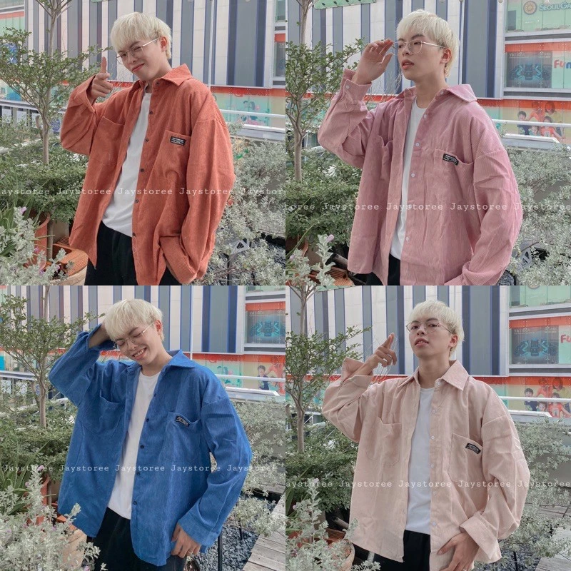 Áo Sơmi nhung gân 2T 🌼 Nam nữ Unisex 🌟Jaystoree