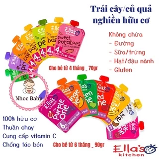 Hoa quả nghiền, sinh tố trái cây Ella’s Kitchen hữu cơ cho bé 4/6m+ (air UK)