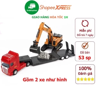 Mô hình xe đầu kéo xe xúc gồm 2 xe chạy đà nhựa ABS an toàn, kích thước lớn