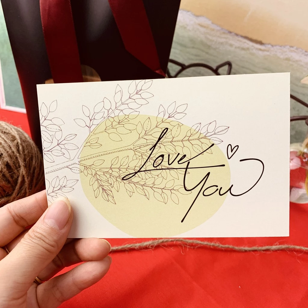 Thiệp tình yêu, valentine love card giấy mỹ thuật ánh trai kích thước12x17cm kèm phong bì