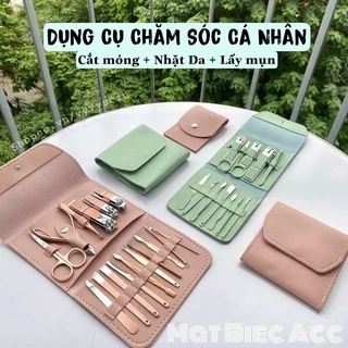 Bộ cắt móng tay dụng cụ kềm bấm nhặt da nặn mụn dũa nhíp làm đẹp siêu bền