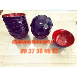 Chén Cơm Nhựa Melamine Kim Cương Đỏ Đen Combo 10