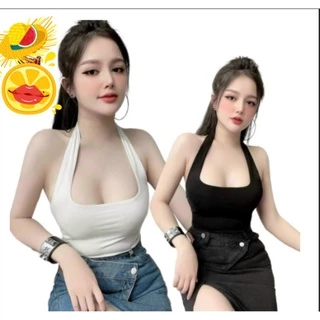 Áo kiểu yếm choàng cổ croptop nữ đẹp ôm body hở lưng cực sexy mẫu mới thời trang(gác)