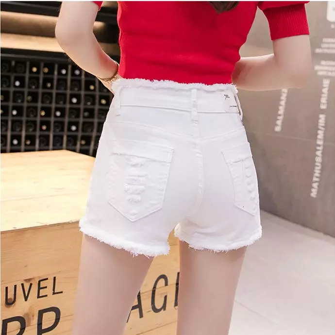 Quần Short Jean Rách Trơn Màu Thời Trang Nữ