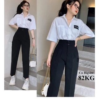 2 Khuy, Quần Tây Học Sinh Nữ Lưng Cao Thời Trang, Vải Tuyết Mưa, có Big Size 85Kg over size, có màu xanh đen đồng phục