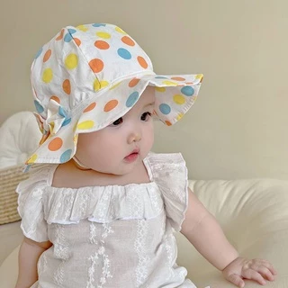 Mũ xô bằng cotton hoạ tiết chấm bi đáng yêu cho bé