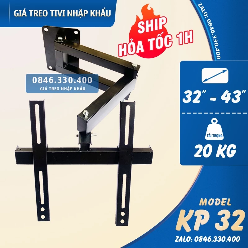 Giá Treo Tivi Góc Tường KP32 26 - 32 - 43 Inch - Khung Treo Tivi Xoay 180 Độ 2 Cánh Tay Linh Hoạt - [ Rẻ Hơn NB P4 ]