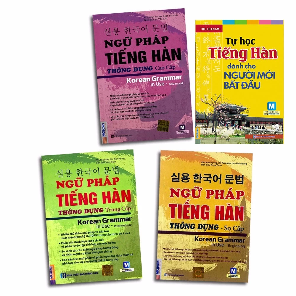 Combo Sách - Ngữ pháp tiếng Hàn thông dụng Sơ + Trung + Cao Cấp + Tự Học