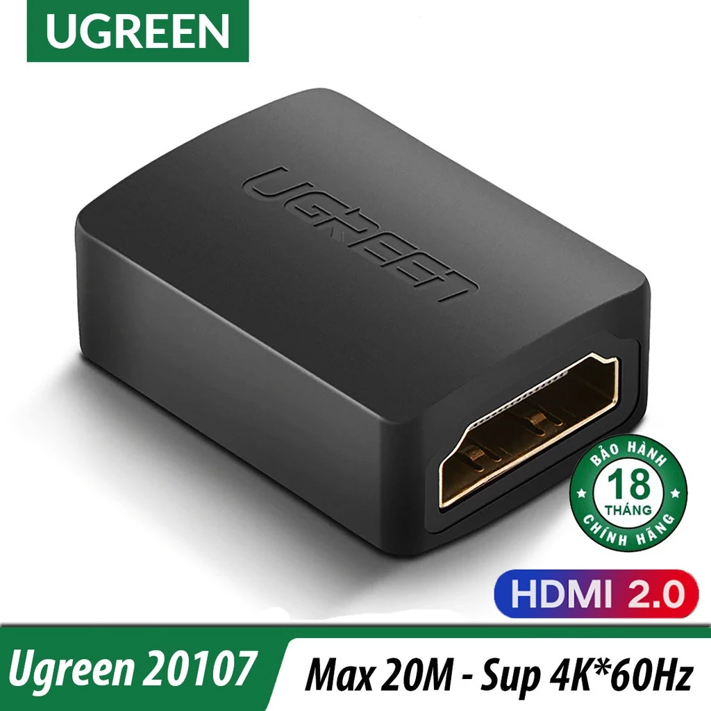 [CHÍNH HÃNG] Đầu Nối Dài HDMI 2.0 4K@60Hz UGREEN 20107