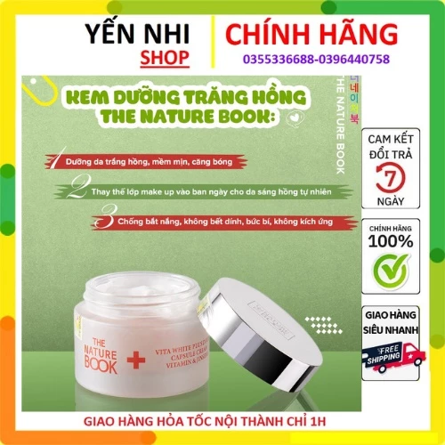 [CHÍNH HÃNG] Kem dưỡng trắng hồng và tái tạo da Vita White Plus Double Capsule Cream 50g