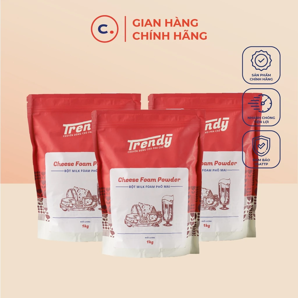 Bột Milk Foam Phô Mai Trendy 1kg - Nguyên liệu pha chế đồ uống, trà sữa chất lượng - Cam kết 100% chính hãng