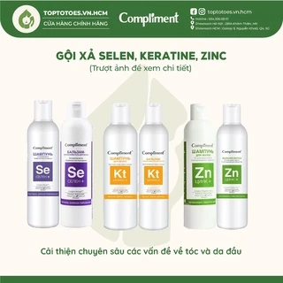 Gội Xả Compliment Selen, Keratin, ZinC nuôi dưỡng, phục hồi, kích mọc tóc và giảm gàu ngứa 200ml