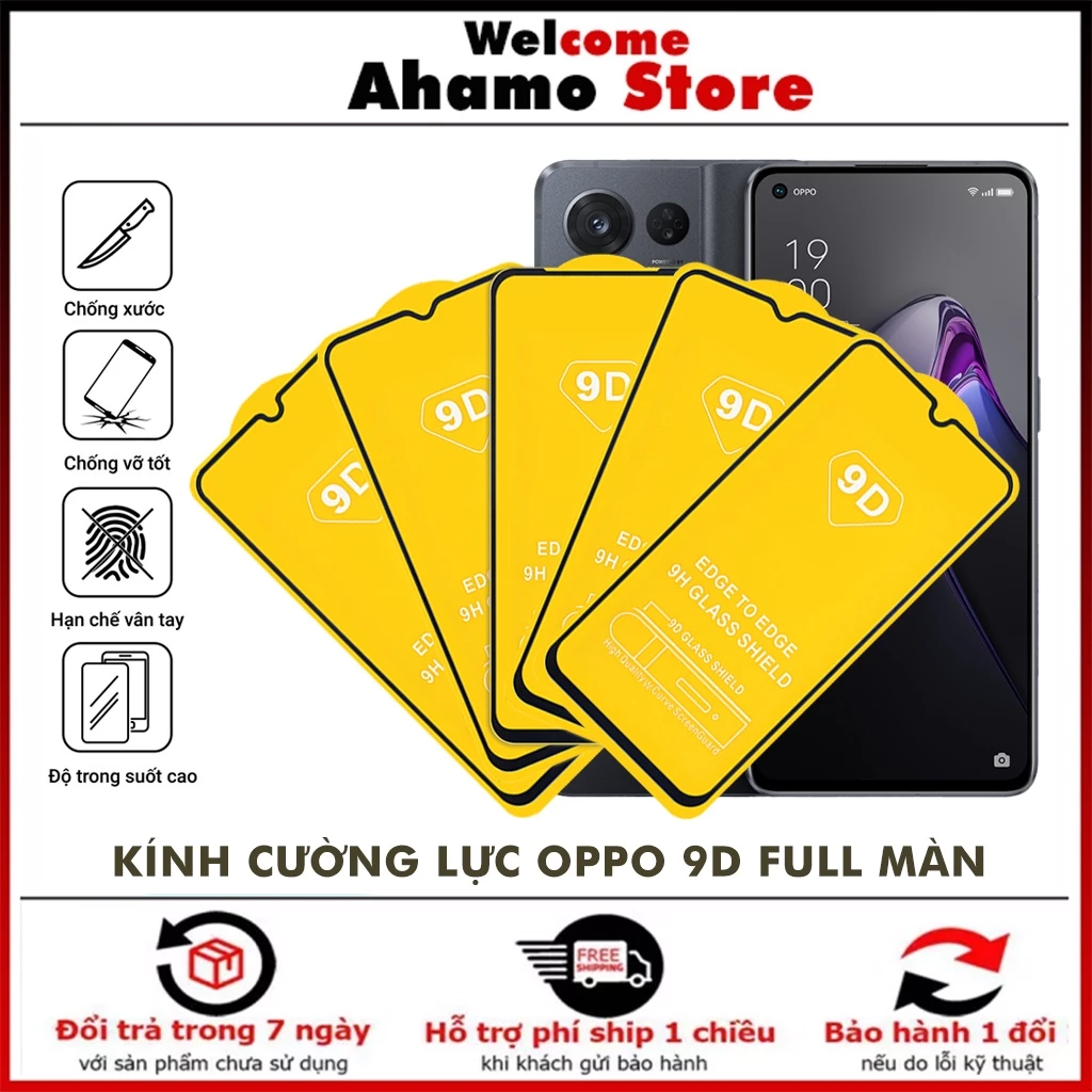 Cường lực Oppo Reno 7 7z A77 A57 A95 A96 F9 F11 Pro A3s F7 F5 Reno 2F Reno 8 Reno 4 Reno 5 Reno 6z K3 Realme X Kính [9D]