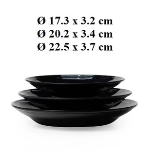 Dĩa tròn đựng cá,thịt,rau sâu lòng nhựa Melamine đen nhiều Size