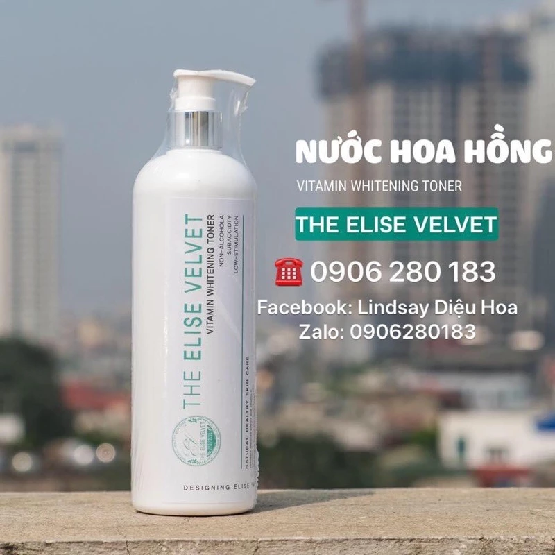 Nước hoa hồng Lindsay The Elise velvet - vitamin whitening toner 500ml