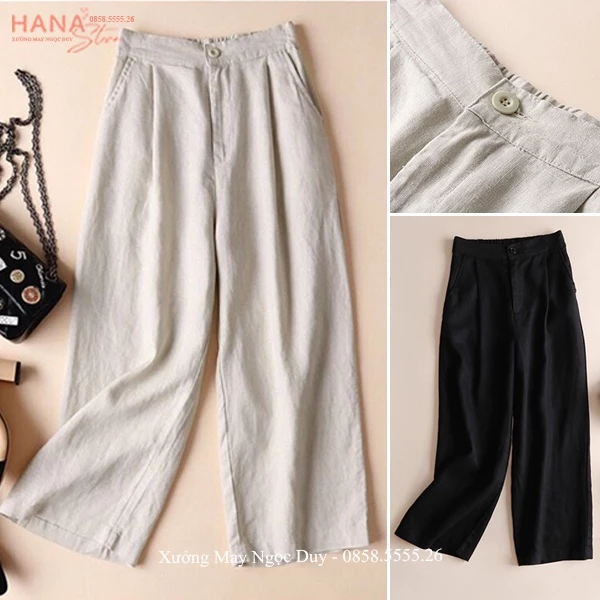 Quần đũi Nhật ống rộng dài - Quần Culottes đũi dáng dài ống rộng siêu Hot dáng suông cạp chun khóa thật siêu mát mùa Hè