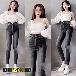 Quần Jean Nữ lưng cao ❤️FREESHIP❤️ Quần jeans nữ rách chất bò co giãn form ôm chuẩn dáng siêu đẹp  A-T Fashion - QJN603