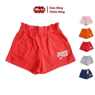 Quần Đùi Thun Bé Gái Phối Bèo Cạp In SummerTime SILBER KIDS