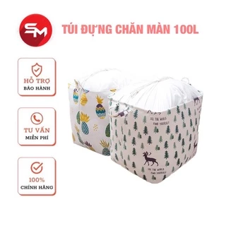 Giỏ đựng quần áo bằng vải cỡ lớn 100 lít, túi đựng chăn màn đa năng có thể gấp gọn