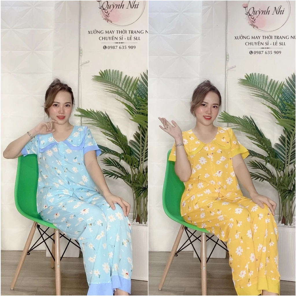 Set Bộ Nữ, Set Bộ Pijama Cổ Sen Đôi Họa Tiết Hoa Nhí (Ảnh Thật) Có Size - PJ12