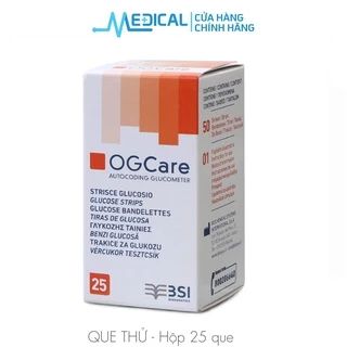 {GIFT} que thử đường huyết OGCARE Hộp 25 que thử - MEDICAL