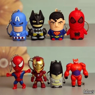 (50 MẪU) Móc Khóa Thần Chết Siêu Anh Hùng Avengers Người Dơi Người Sắt Đội Trưởng Mỹ Người Nhện Phát Sáng Đèn Led Có Nhạ