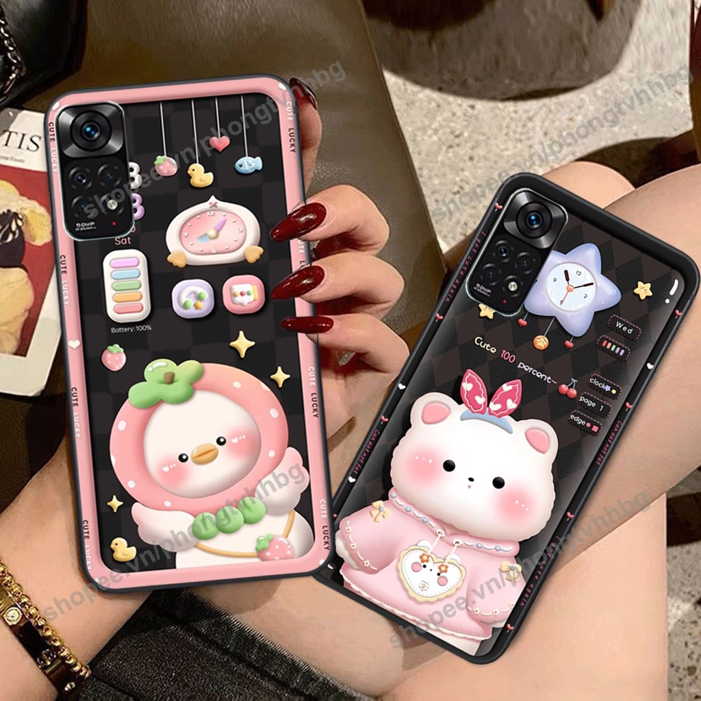 Ốp lưng Xiaomi Redmi Note 11 4G 5G / Note 11S / Note 11 Pro 4G 5G gấu,thỏ trắng , đồng hồ dễ thương cute cực đẹp