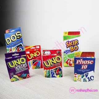 Bộ bài trò chơi Uno Classic, Wild, Skip Bo, Flip, Phase 10, DOS, BTS, Harry Porter, Super Mario - bìa cứng cao cấp