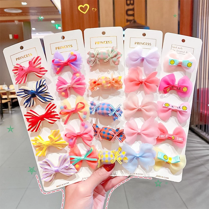 RainBow Bows Set 5 Kẹp Tóc Hình Nơ Dễ Thương Cho Bé Gái