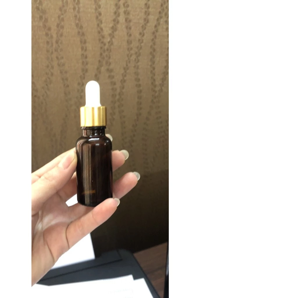 Chai thủy tinh NÂU nắp bóp vàng 10ml  - Lọ đựng serum, tinh dầu, mỹ phẩm 10ML