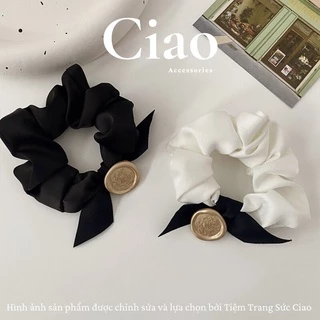 [HOẢ TỐC 1H] Buộc tóc/ Scrunchies luạ satin thiết kế charm mộc nữ tính Ciao accessories