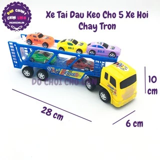 Đồ chơi xe tải đầu kéo 2 tầng chở 5 xe hơi bằng nhựa chạy trớn 0505-2