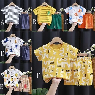 Set Áo Thun Cotton Tay Ngắn & Quần Short Cho Bé Trai & Bé Gái