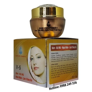 KEM NÁM ĐỒI MỒI NGỪA NHĂN LÀM TRẮNG DA NGỌC TRAI ĐEN SỮA ONG CHÚA V5 NHẬT VIỆT COSMETICS 12G