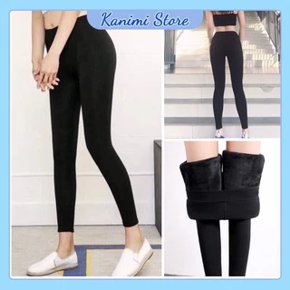 Quần legging nỉ lót lông giữ nhiệt nữ cạp cao hàng loại 1 đẹp Kanimi - QD21