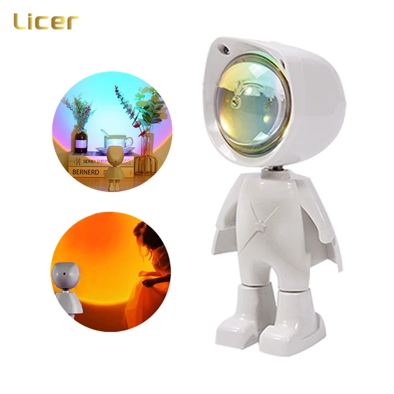 Đèn chiếu Licer hiệu ứng hoàng hôn tạo bầu không khí lãng mạn hình robot có thể sạc lại bằng cáp USB