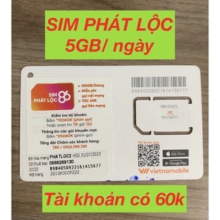 SIM Vietnamobile Phát lộc 150GB/ tháng (miễn phí 1 tháng)