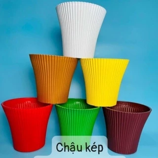 Chậu nhựa trồng cây (Chậu Kép 18x16x12cm)